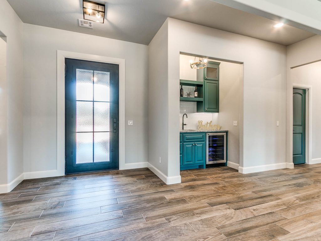front entryway with wine nook